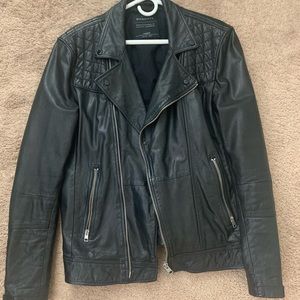 All Saints Kushiro Leather Biker Jacket size large